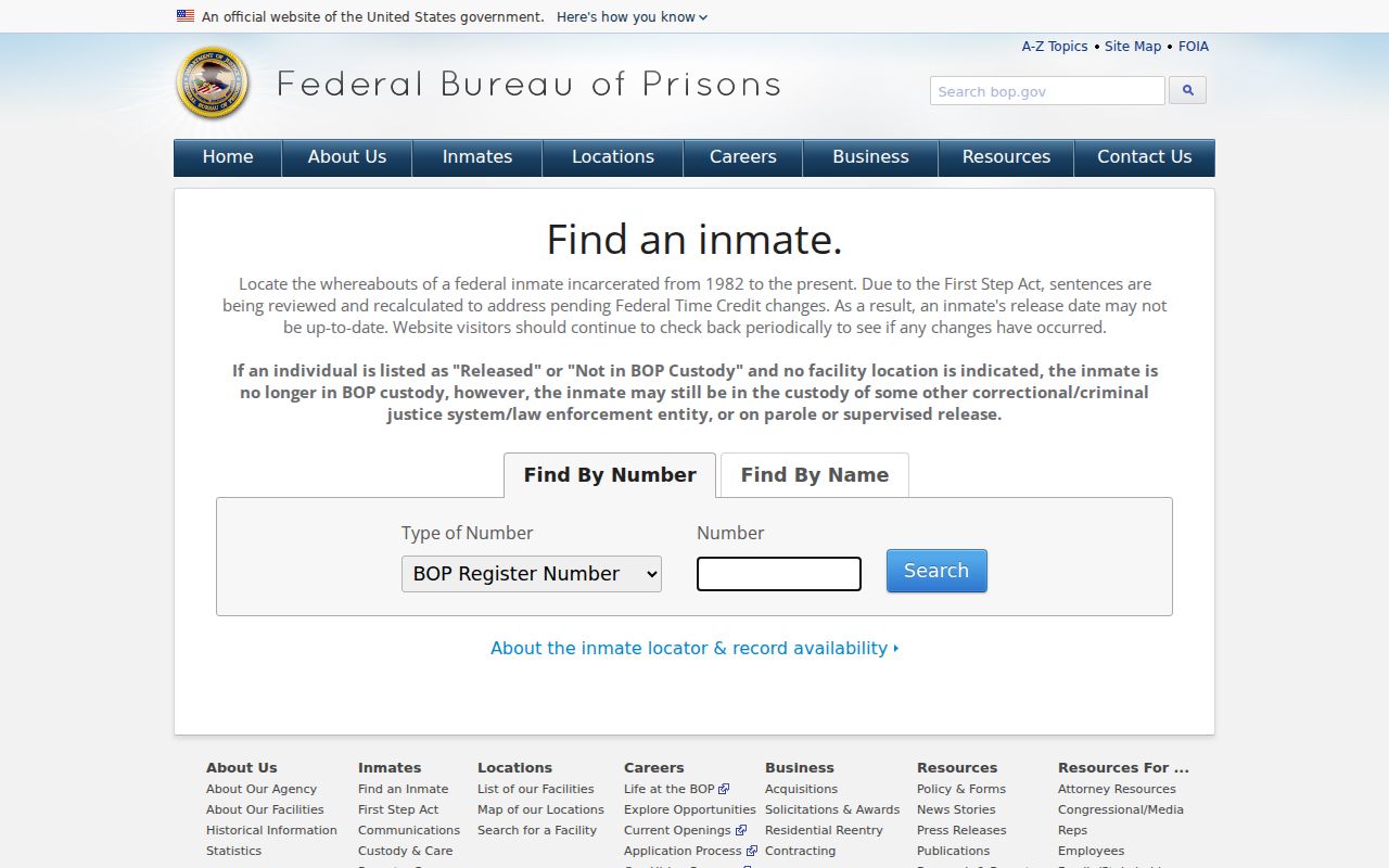 Blossom criminal records federal custody search