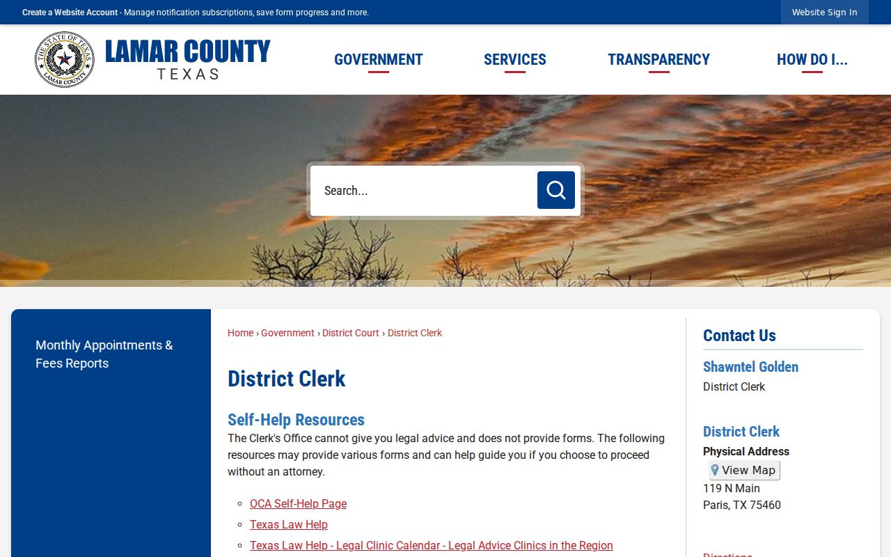 Lamar County felony court case District Clerk