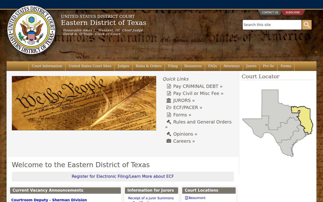 Reno criminal records federal court layer in Eastern Texas